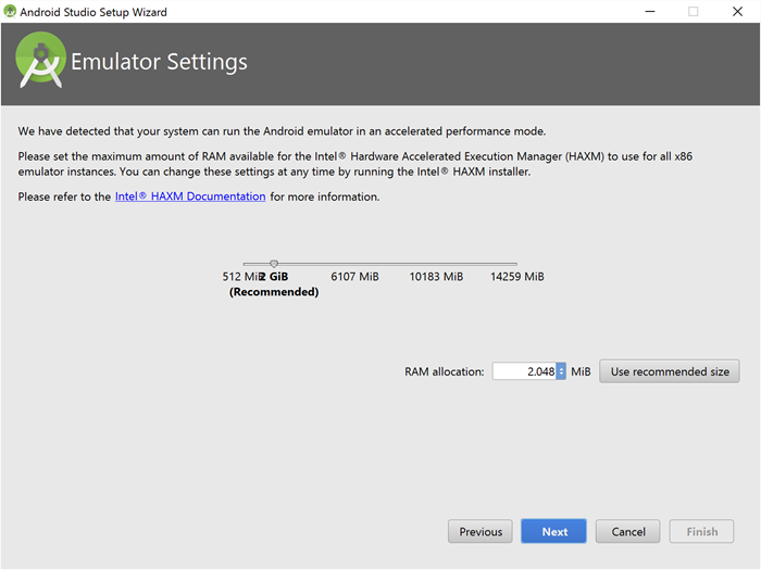 Android Studio Setup - Emulator Settings